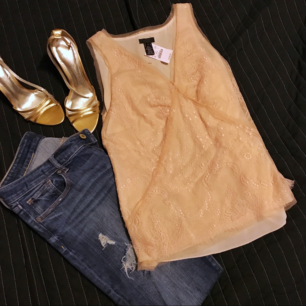 NWT $128 J. Crew Pink Lace Sleeveless Blouse 🎀